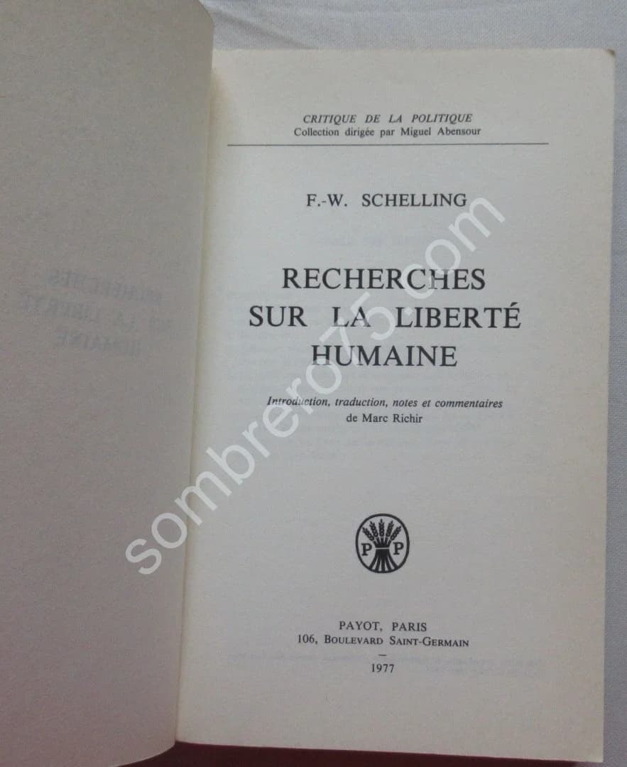 Recherches sur la Liberté Humaine. F W SCHELLING - Image 3