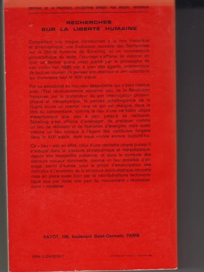 Recherches sur la Liberté Humaine. F W SCHELLING - Image 5