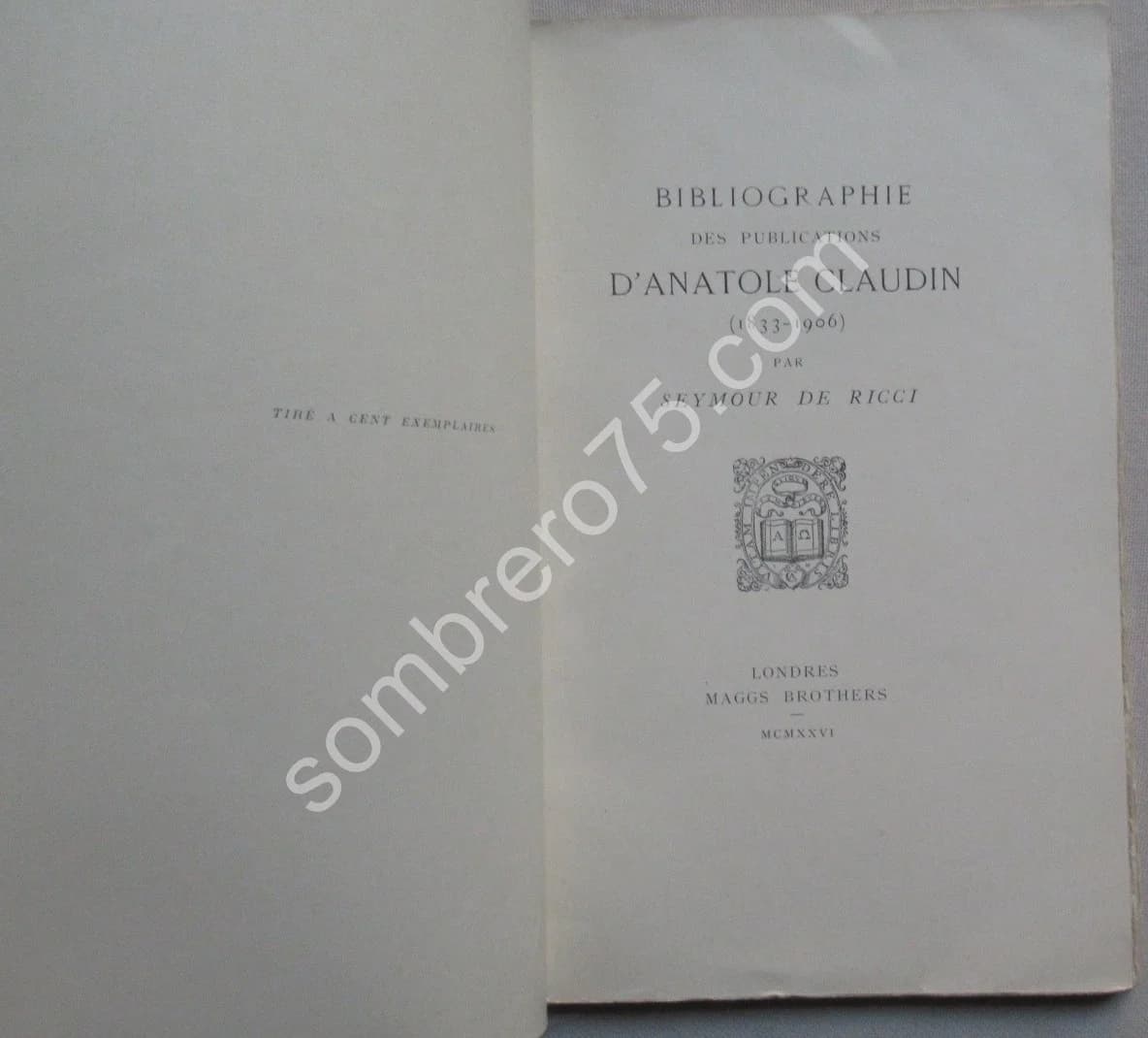 Bibliographie des Publications d'Anatole CLAUDIN 1833-1906. Seymour de Ricci - Image 3