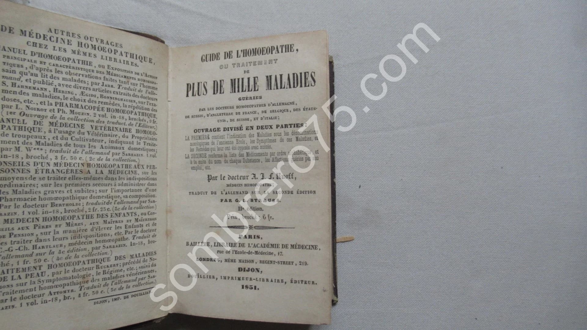 Guide de l'Homeopathe ou Traitement de plus de mille maladies 1851 - Image 4