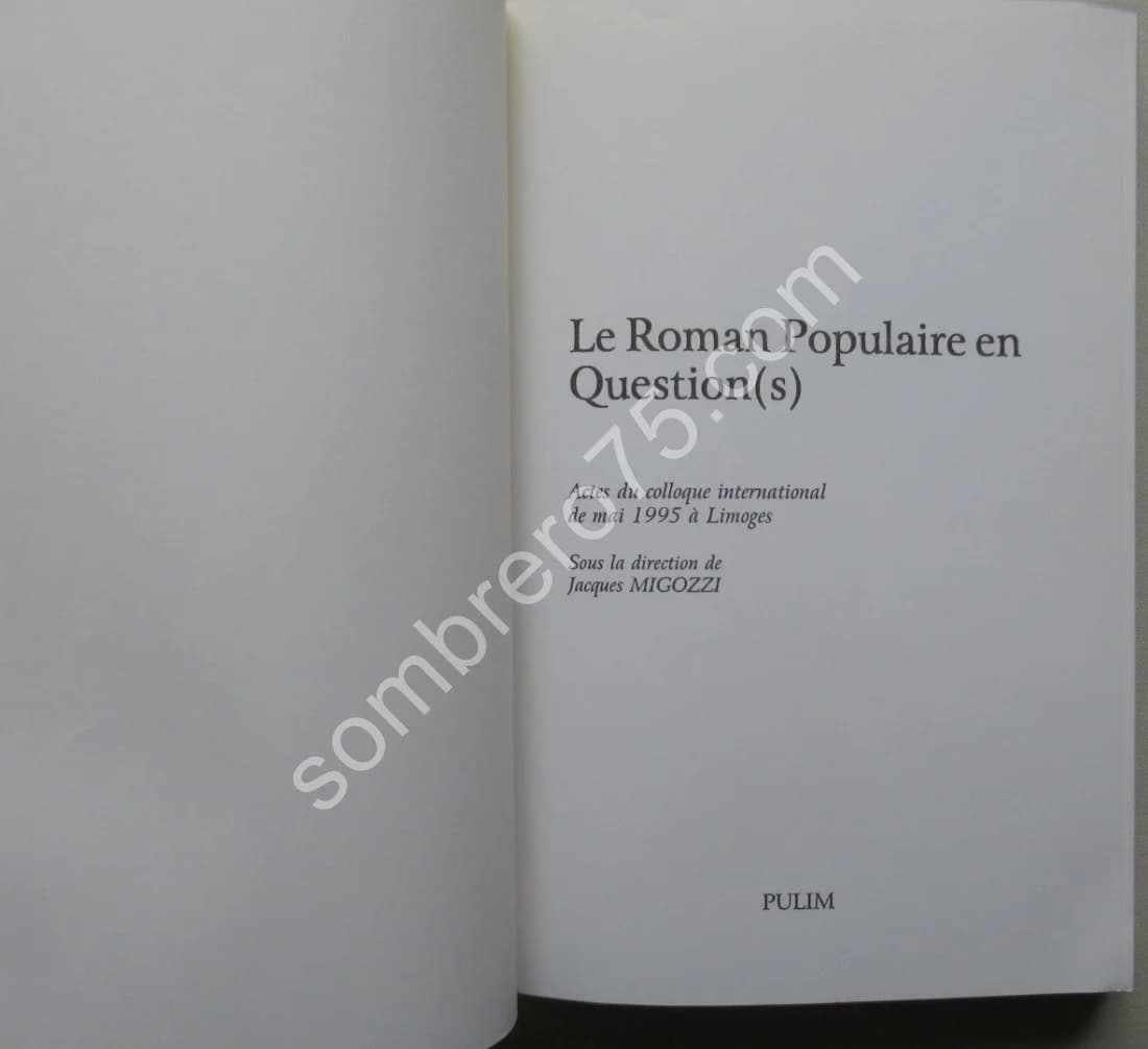 Le Roman Populaire en Question (s). Acte Colloque International 1995. J MIGOZZI - Image 3