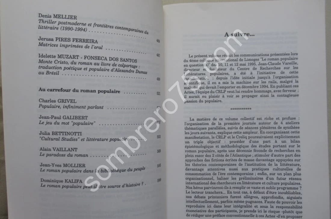 Le Roman Populaire en Question (s). Acte Colloque International 1995. J MIGOZZI - Image 6