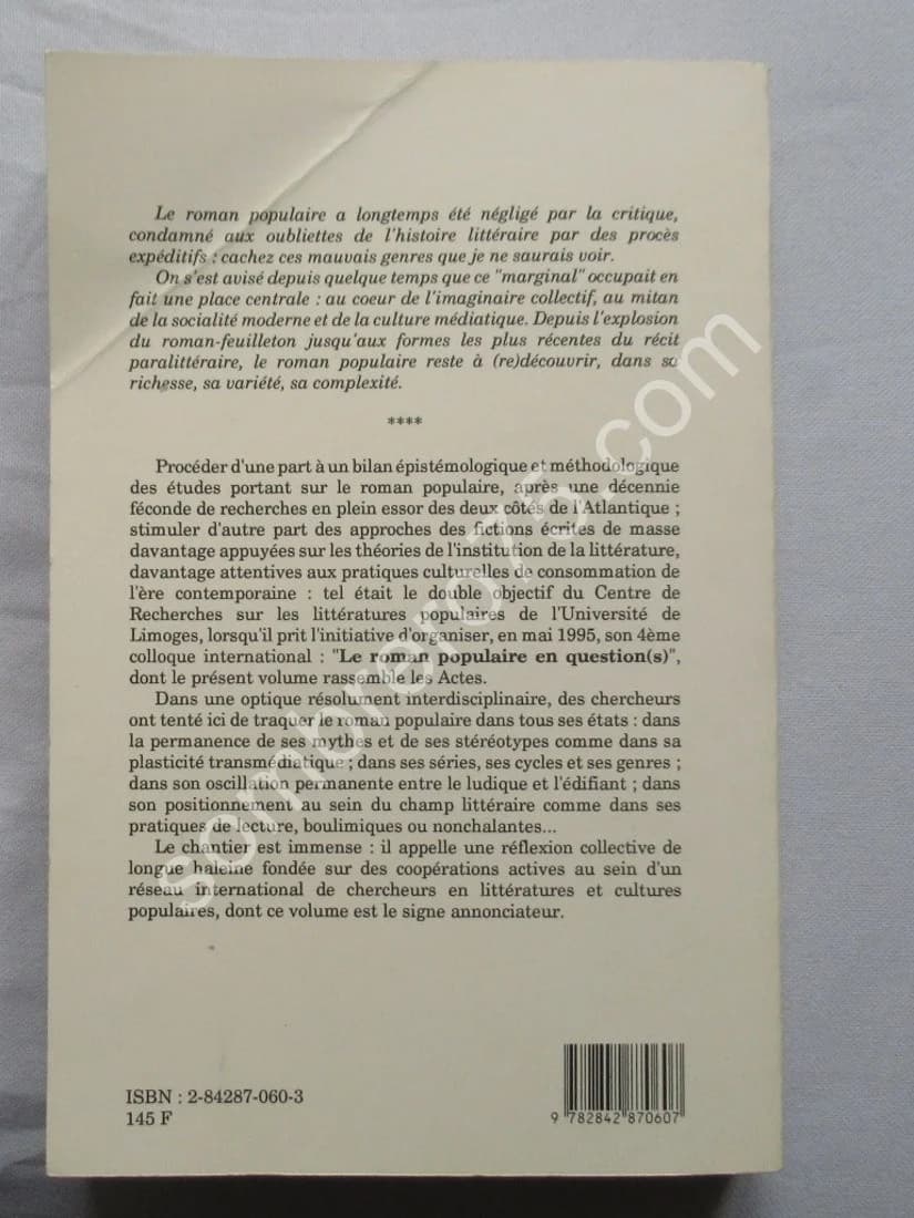 Le Roman Populaire en Question (s). Acte Colloque International 1995. J MIGOZZI - Image 7