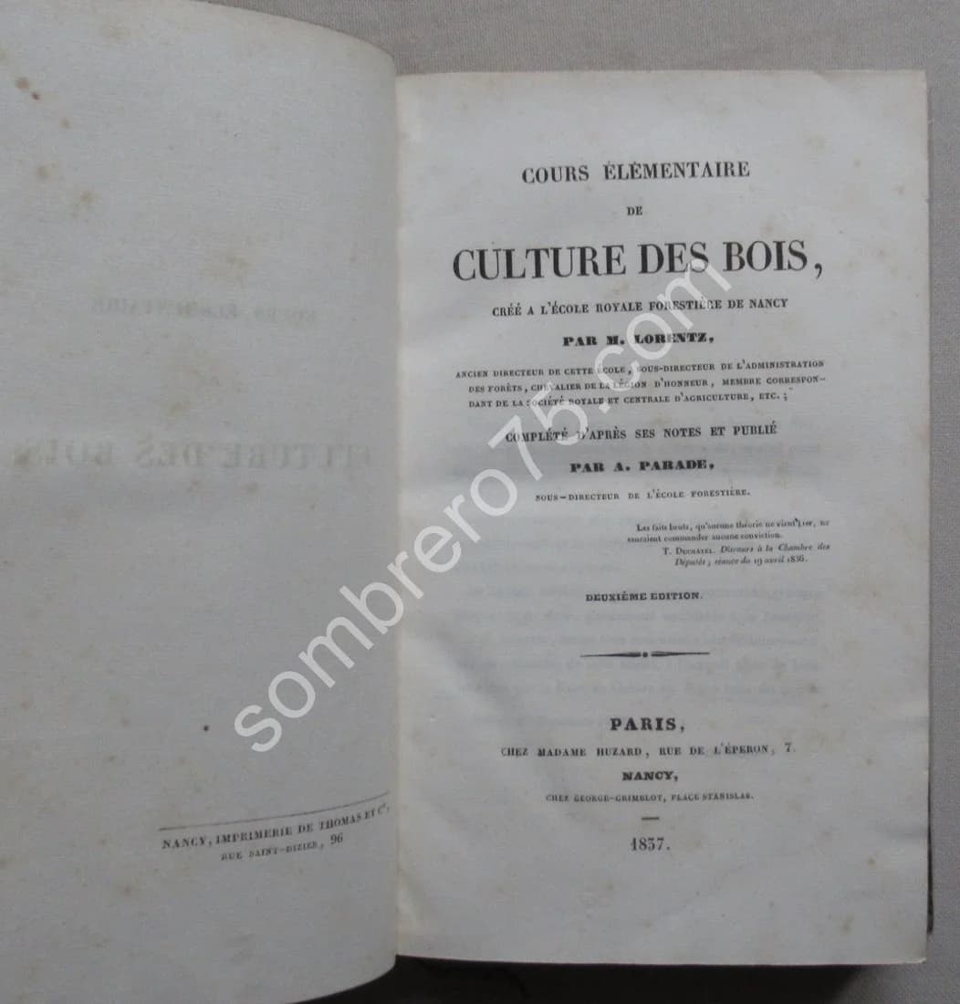 Cours Elémentaire de Culture des Bois Ecole Royale Forestière Nancy - Image 3