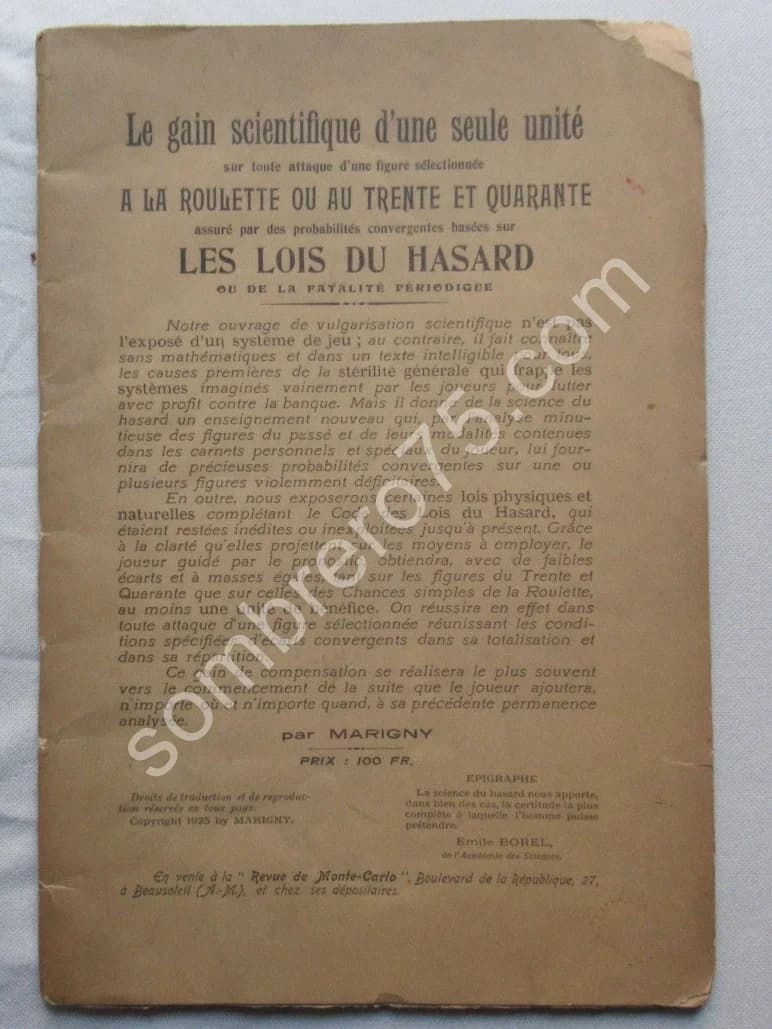 Le Gain Scientifique d'une seule Unité à la Roulette ou au Trente et Quarante. Les Lois du Hasard - Image 10