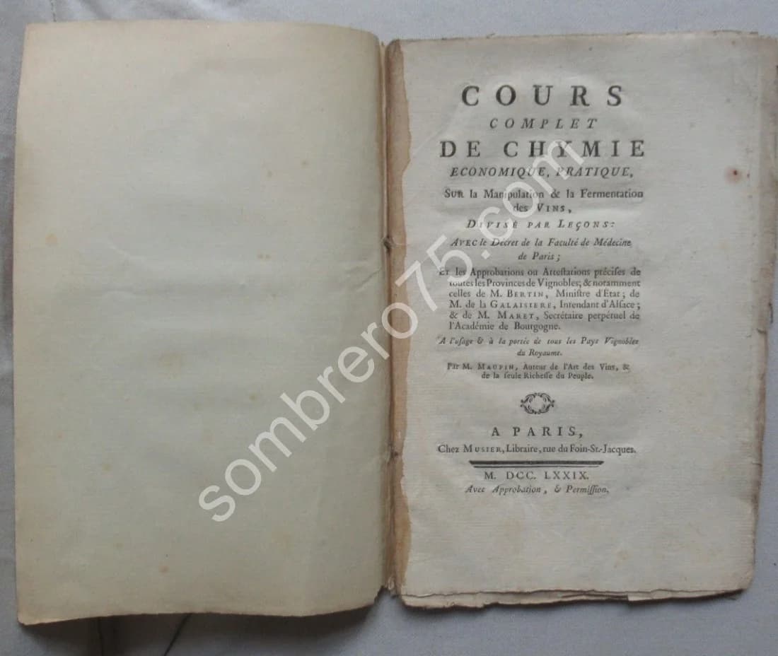 Cours Complet de Chymie Economique, Pratique sur la Manipulation & la Fermentation des Vins