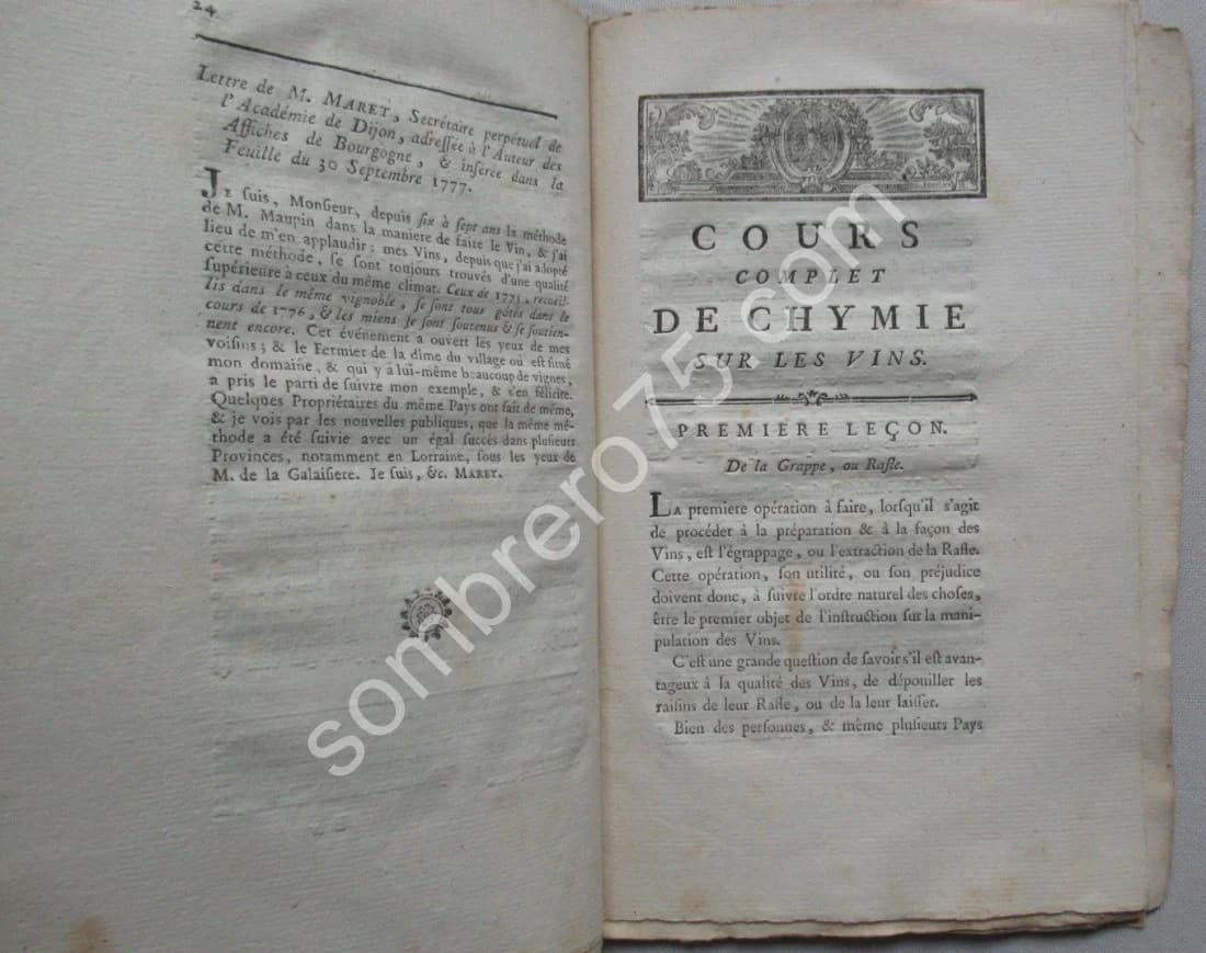 Cours Complet de Chymie Economique, Pratique sur la Manipulation & la Fermentation des Vins - Image 2