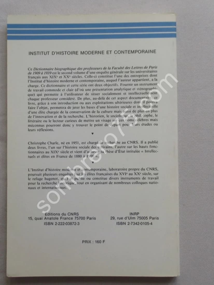 Les Professeurs de la Faculté des Lettres de Paris 1909-1939. Vol. 2. Ch CHARLE - Image 5