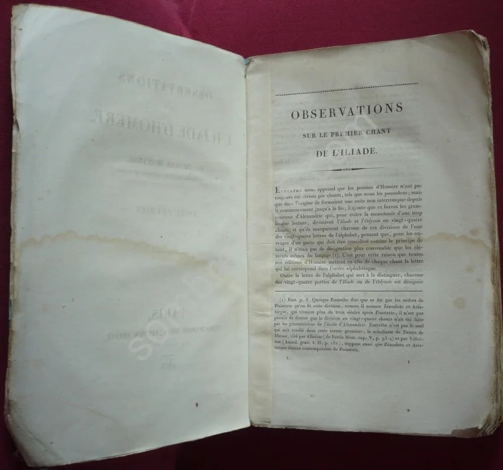 Observations sur l'Iliade d'Homère. 2 Volumes. 1834 - Image 2
