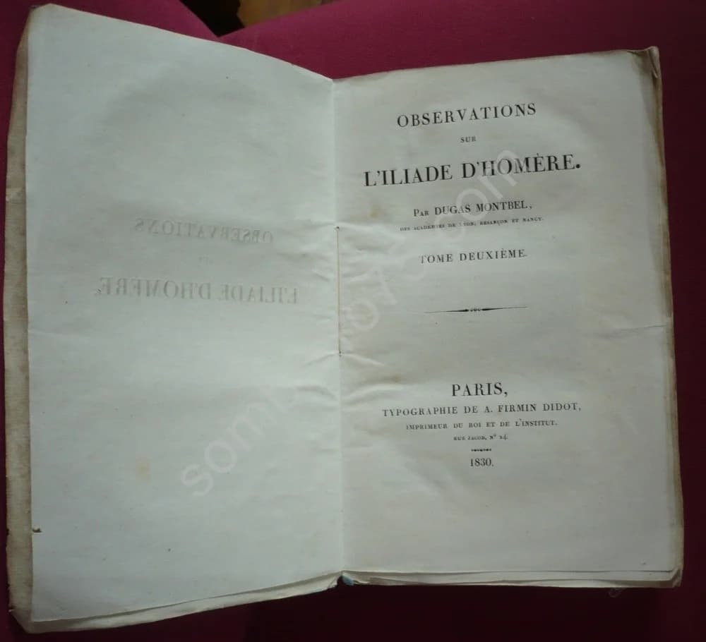Observations sur l'Iliade d'Homère. 2 Volumes. 1834 - Image 4