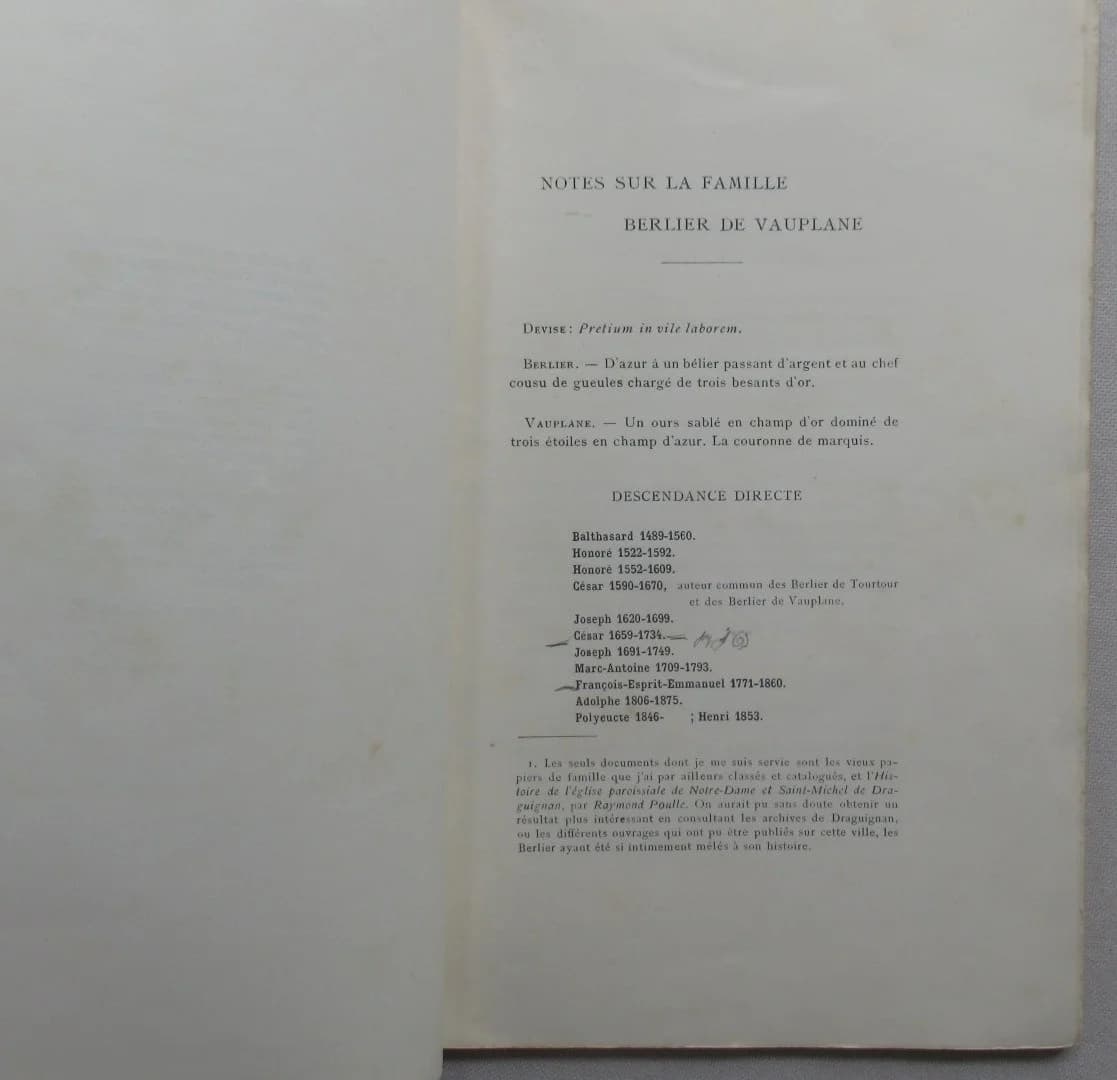Notes sur la Famille Berlier de Vauplane. Marie P B de Vauplane - Image 3