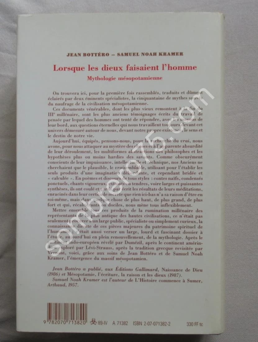 Lorsque les Dieux faisaient l'Homme. Mythologie mésopotamienne. BOTTERO - Image 5