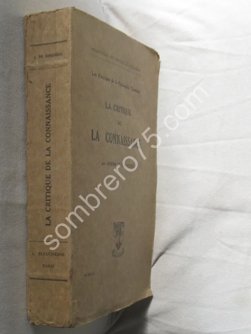 La Critique de la Connaissance. Joseph de Tonquédec. 1929 - Image 2