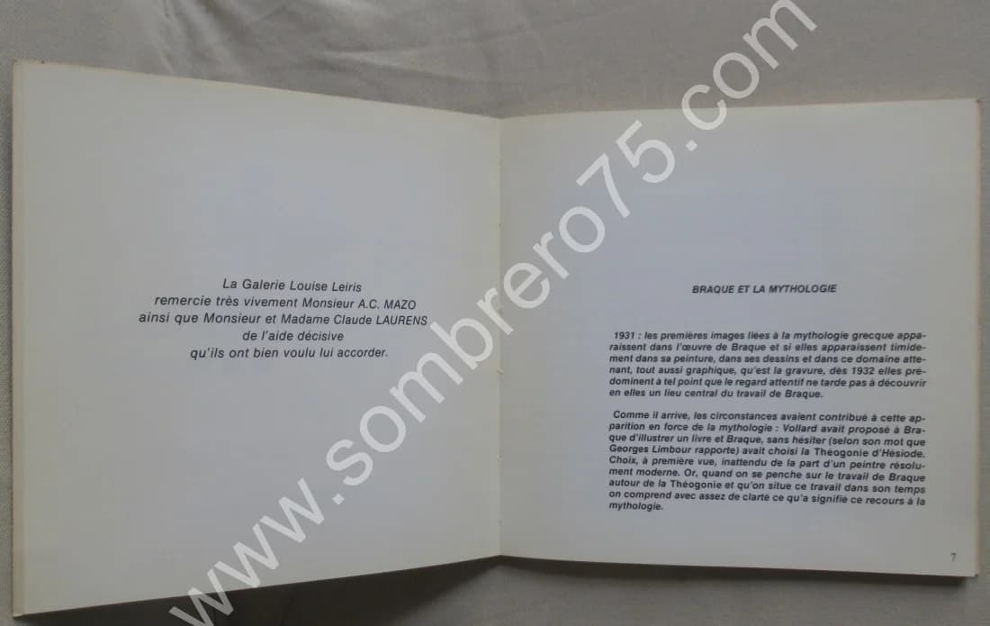 G. Braque et la Mythologie 1982. Galerie Leiris - Image 3