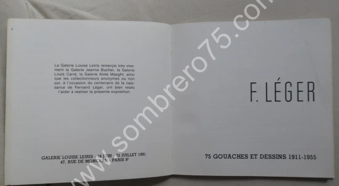 F Léger 75 Gouaches et Dessins 1911-1955. Galerie Leiris - Image 3