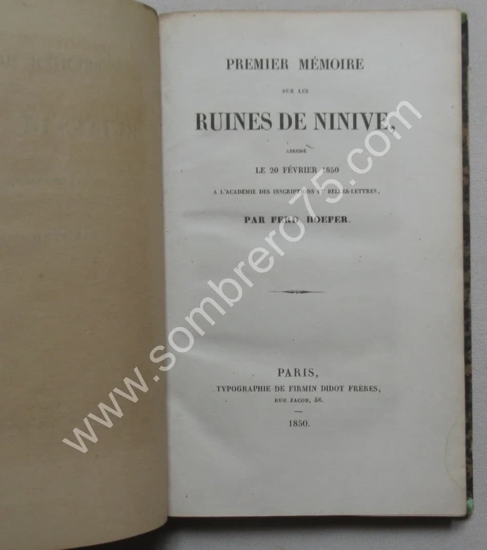Premier Mémoire sur les Ruines de Ninive et autres textes. Fred. HOEFER - Image 4