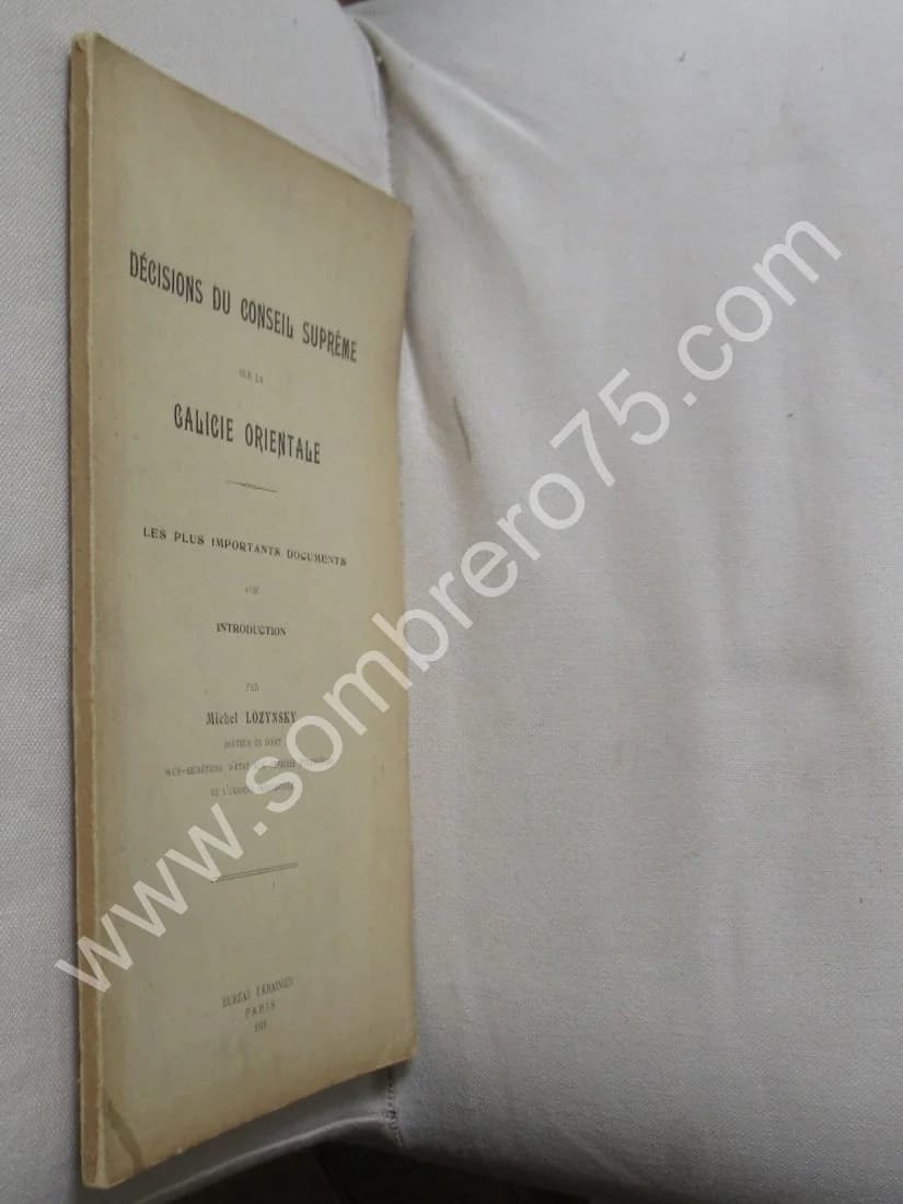 Décisions du Conseil Suprême sur la Galicie Orientale. Ukraine. 1919 M. LOZYNSKY - Image 2