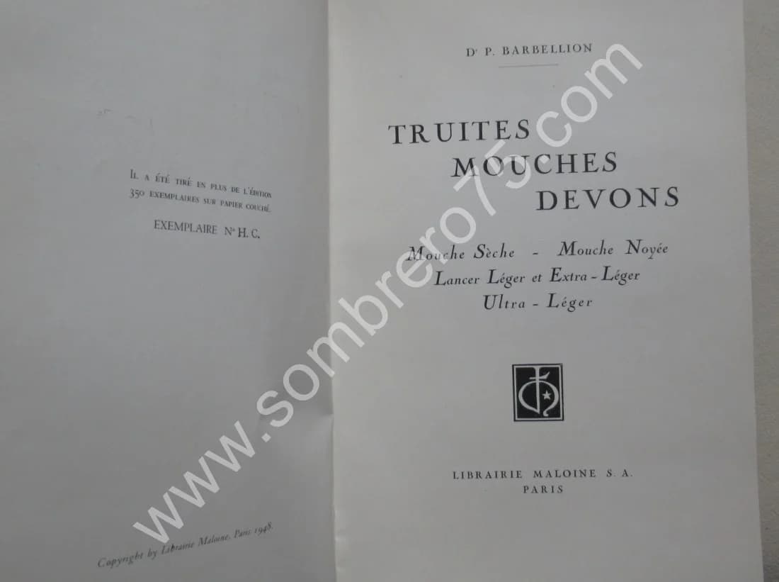 Truites Mouches Devons. Dr P BARBELLION 1948. Ex. H. C - Image 4