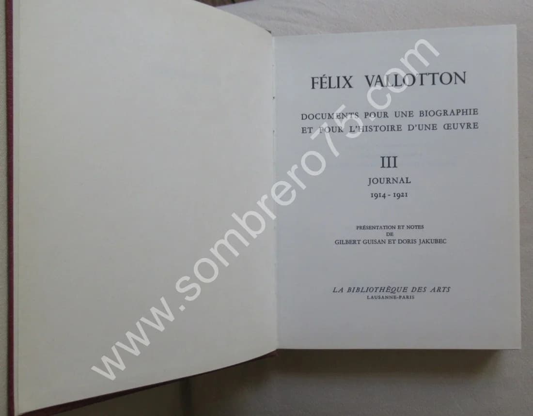 Journal 1914-1921 par F. Vallotton. Vol III. 1975. - Image 3