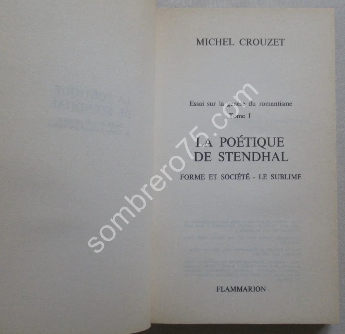 La Poétique de Stendhal : Forme et Société, Le Sublime. Essai sur la Genèse du Romantisme - Image 3