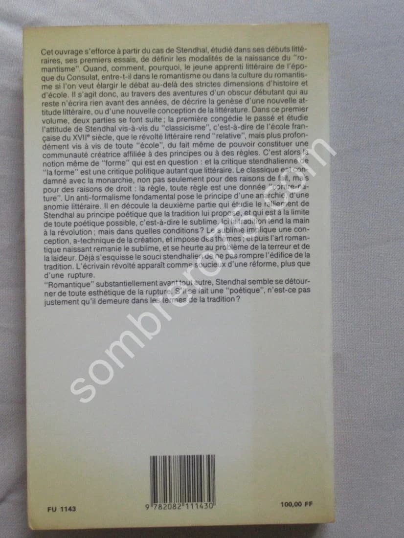 La Poétique de Stendhal : Forme et Société, Le Sublime. Essai sur la Genèse du Romantisme - Image 5