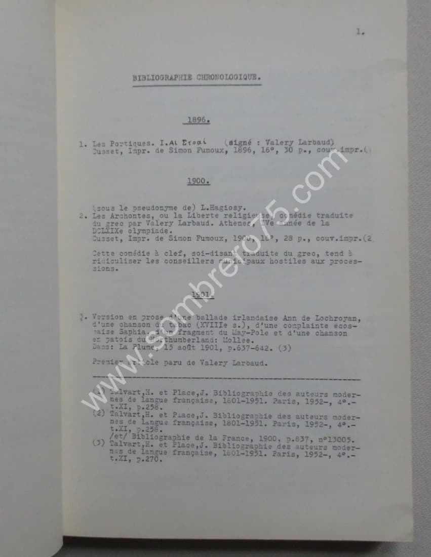 Valéry LARBAUD, Essai de Bibliographie (Bruxelles, 1958) - Image 7