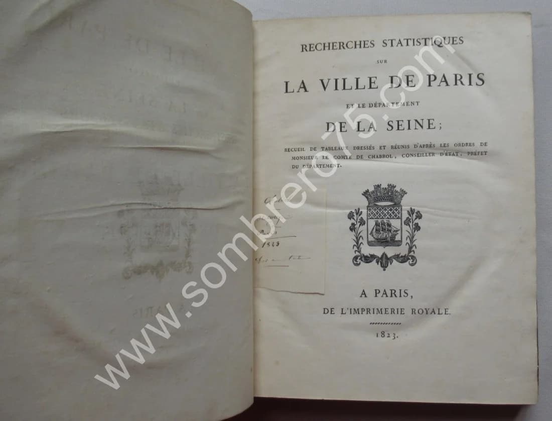Recherches Statistiques sur la Ville de Paris et le Département de la Seine. 1823 - Image 3