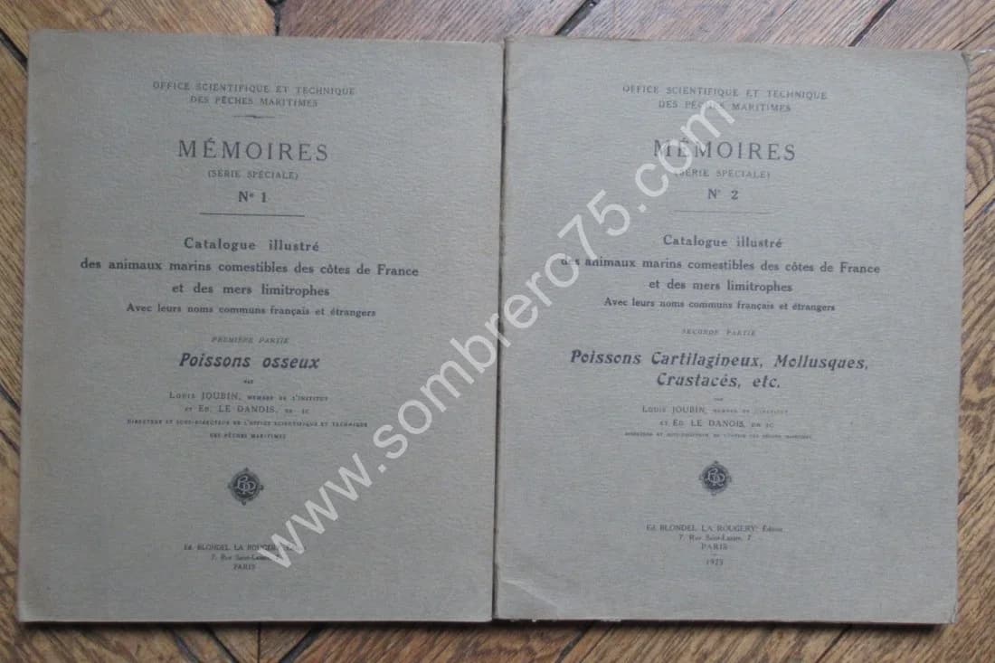 Catalogue Illustré des Animaux Marins - 2 Volumes. L JOUBIN - LE DANOIS