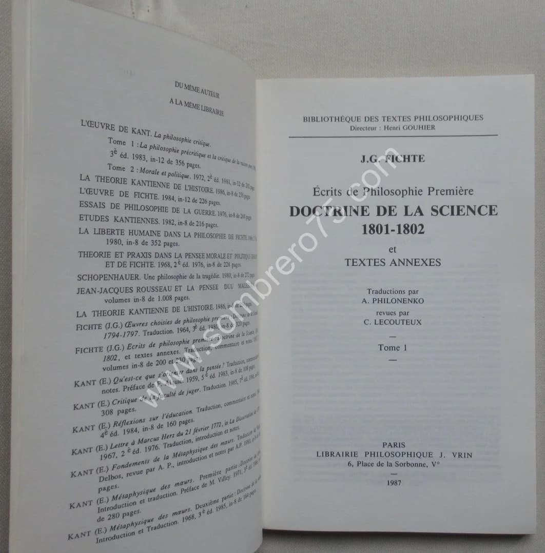 Doctrine de la Science 1801-1802 et textes annexes. 2 Vol. J. G. FICHTE - Image 3