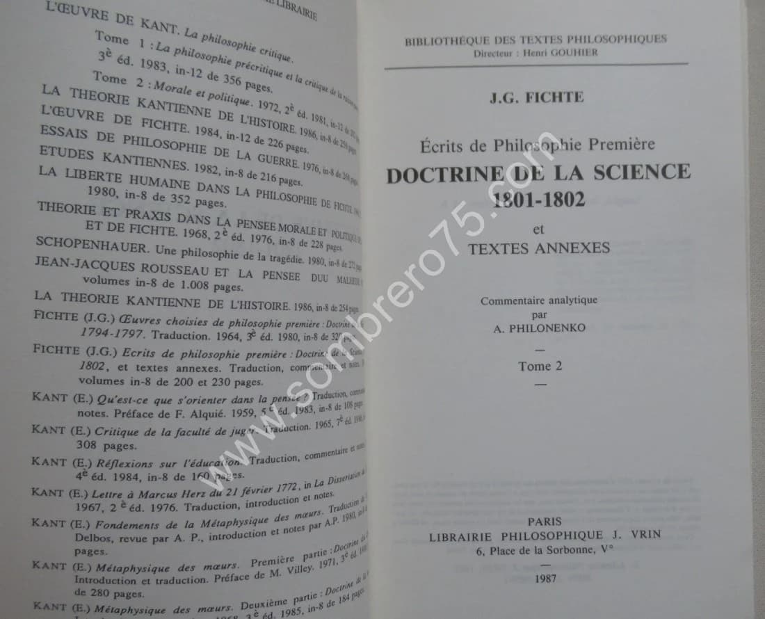 Doctrine de la Science 1801-1802 et textes annexes. 2 Vol. J. G. FICHTE - Image 5