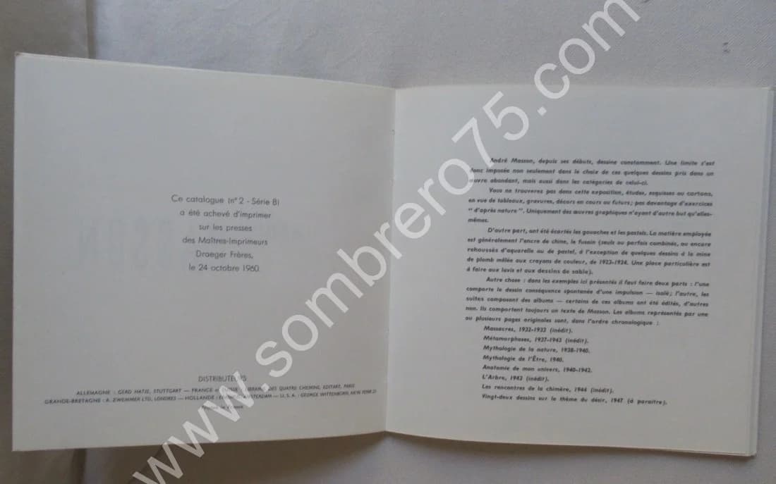 André MASSON Dessins 1922-1960. Galerie Leiris - Image 4