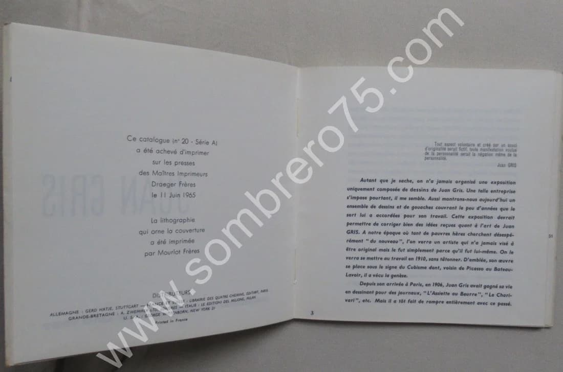 Juan Gris Dessins et Gouaches 1910-1927. Galerie Leiris - Image 3