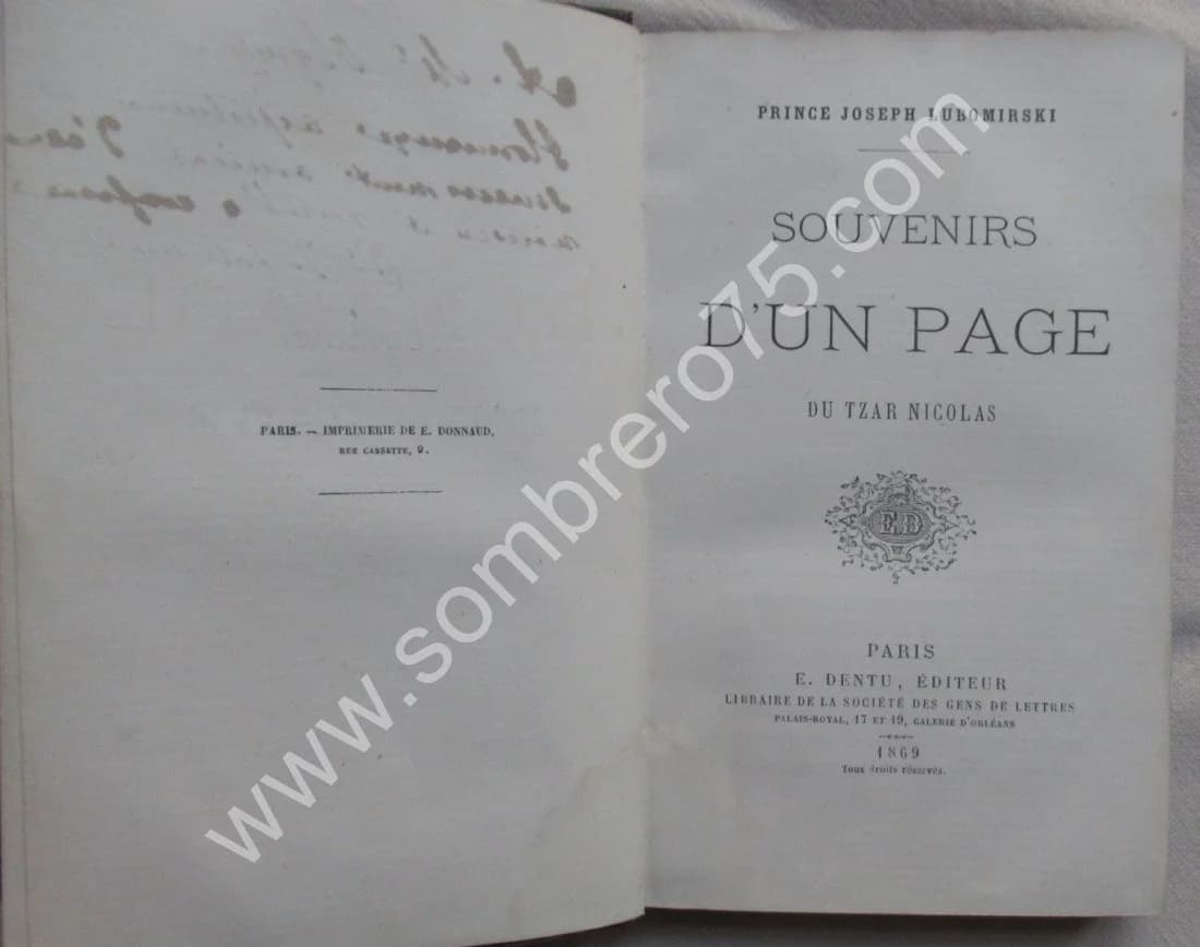 Souvenirs d'un Page du Tzar Nicolas. Prince Joseph LUBOMIRSKI. Envoi - Image 4