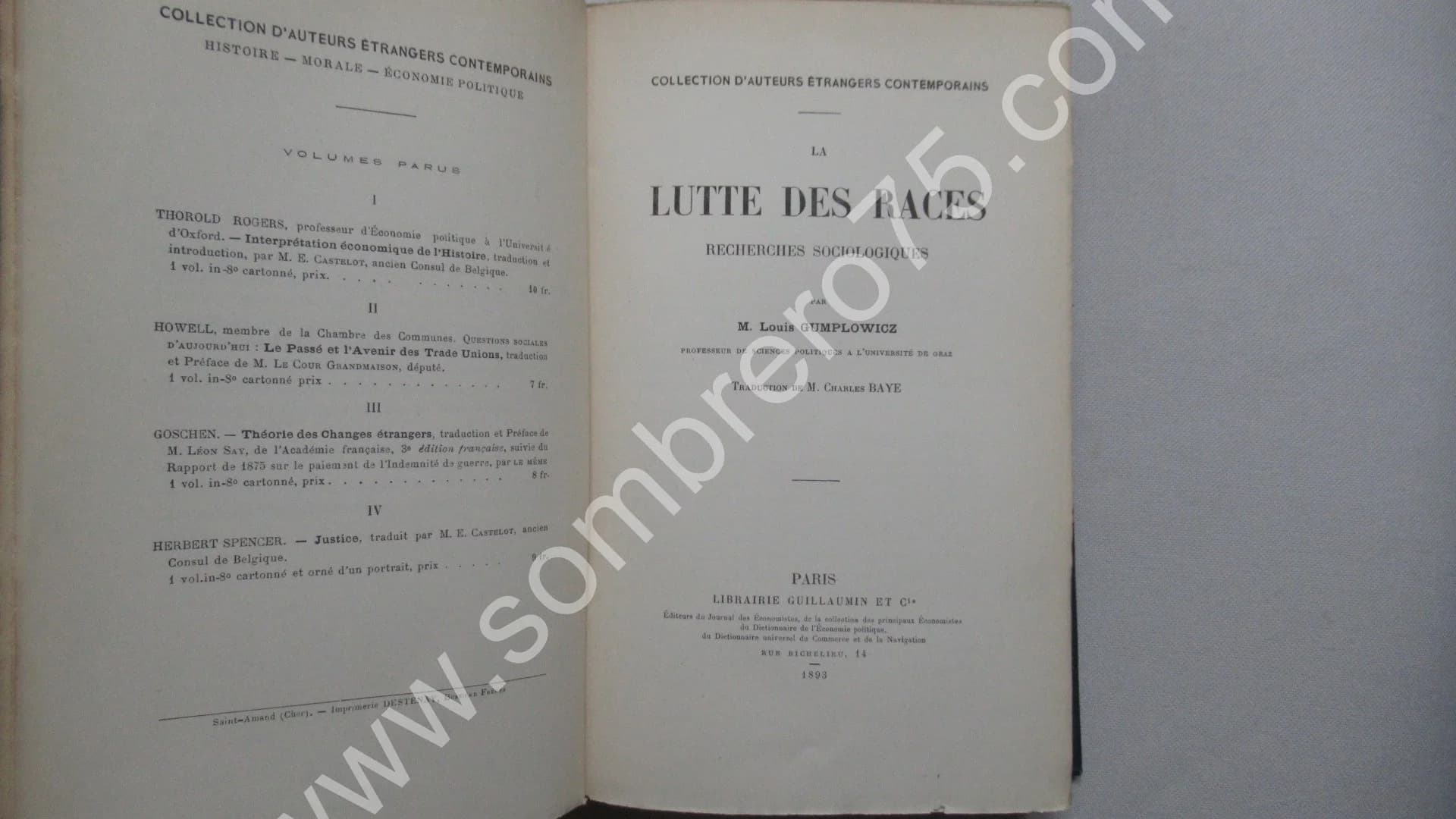 La Lutte des Races. GUMPLOWICZ. 1893 - Image 4