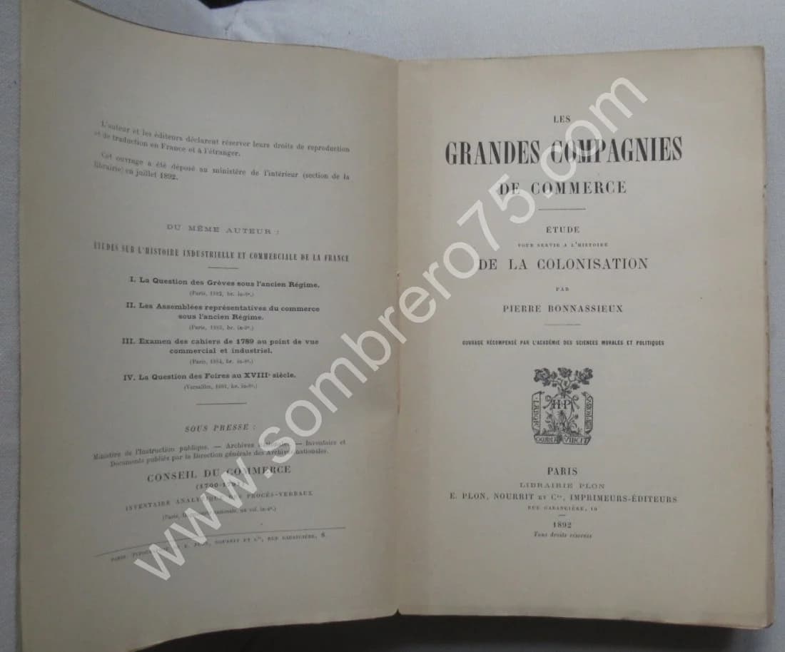 Les Grandes Compagnies de Commerce. Etude de la Colonisation. P BONNASSIEUX - Image 3