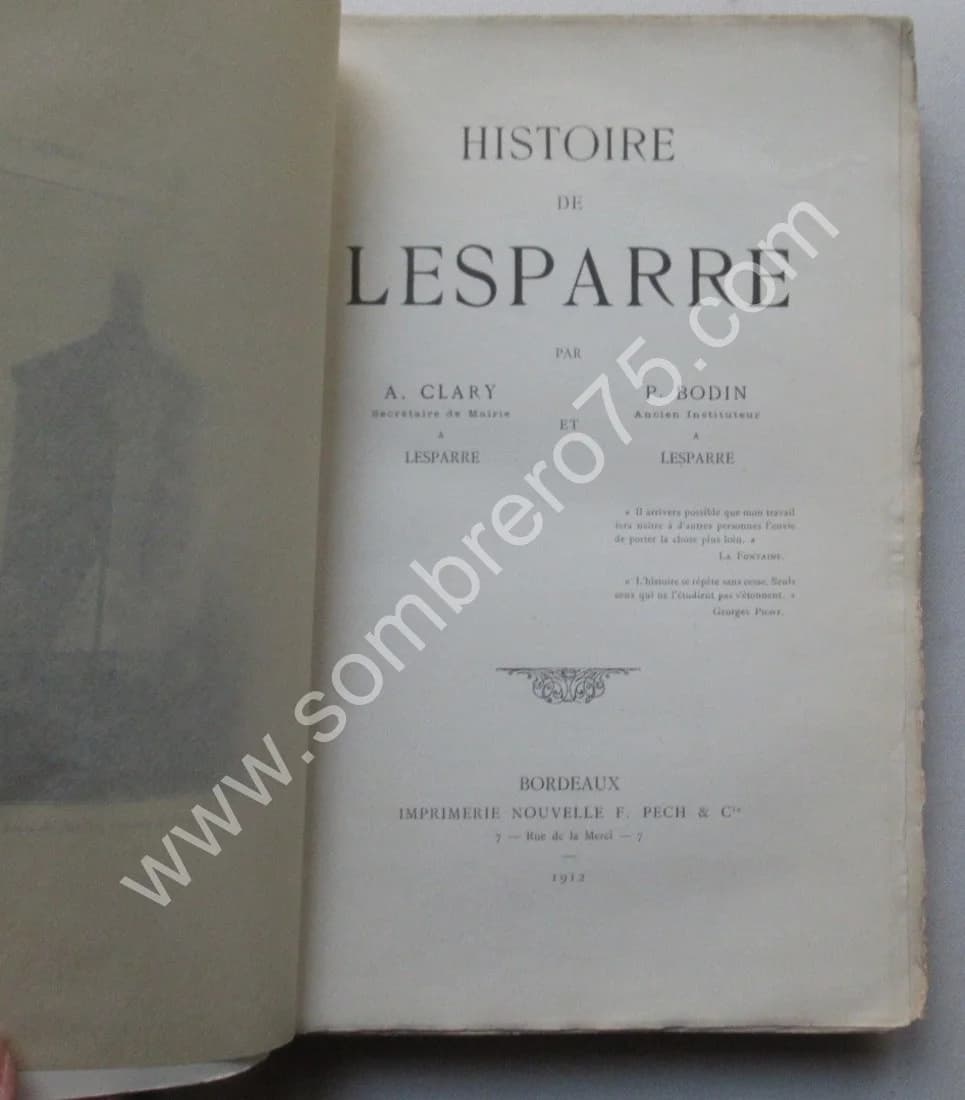 Histoire de Lesparre. A CLARY et P. BODIN. 1912 - Image 5