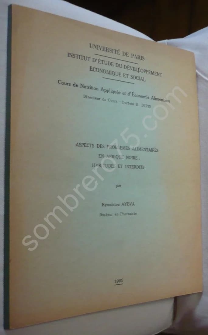 Aspects des Problèmes Alimentaires en Afrique Noire : Habitudes et Interdits
