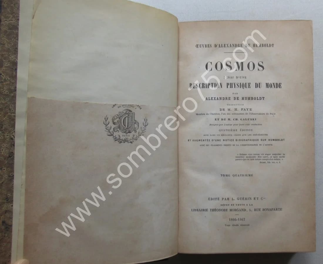 Cosmos - Essai d'une Description Physique du Monde. 4 Tomes. Alex. HUMBOLDT - Image 14