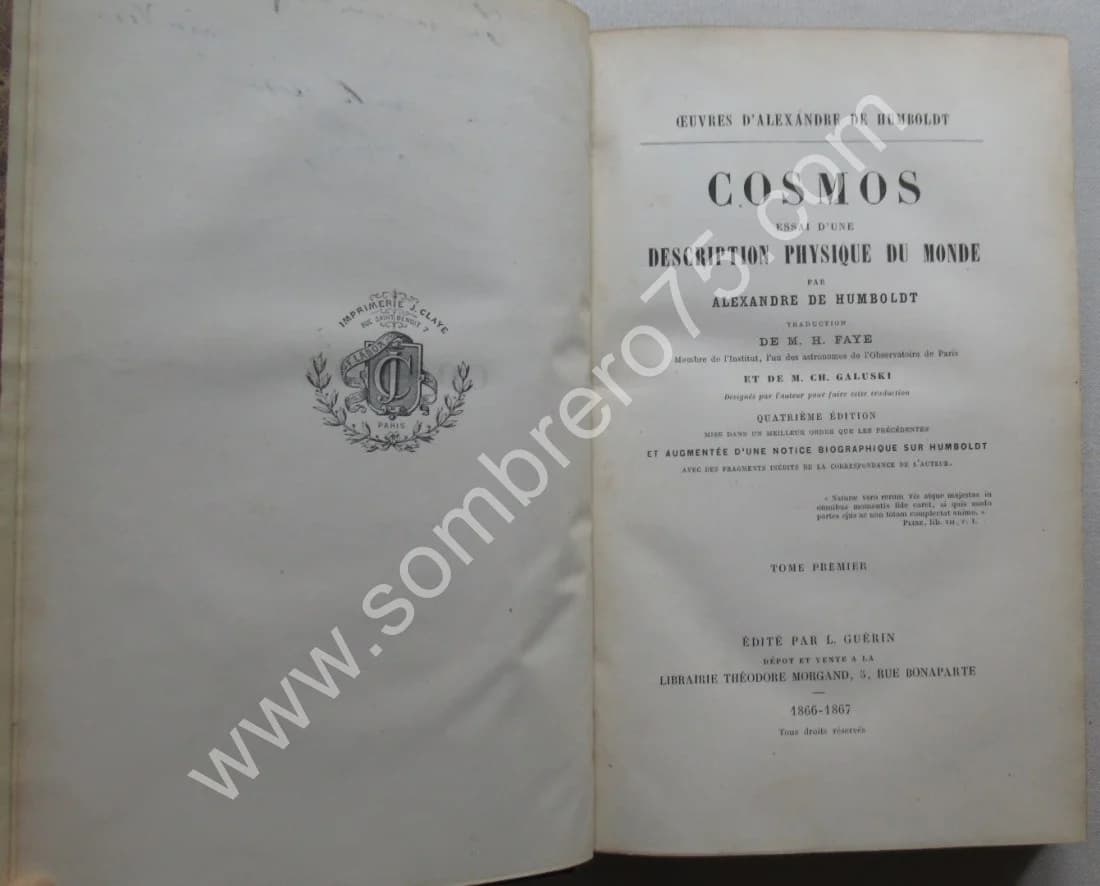 Cosmos - Essai d'une Description Physique du Monde. 4 Tomes. Alex. HUMBOLDT - Image 4
