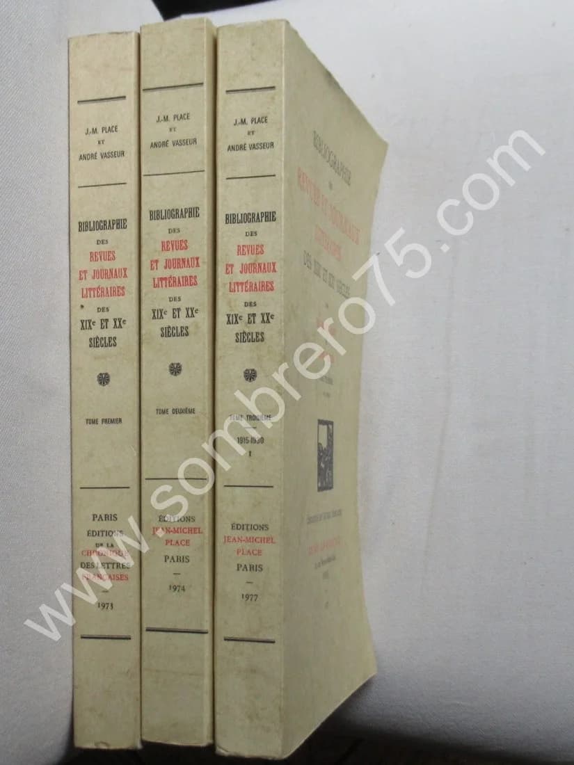 Bibliographie des Revues et Journaux Littéraires des XIXe et XXe Siècles. 3 Vol. J M PLACE - Image 2