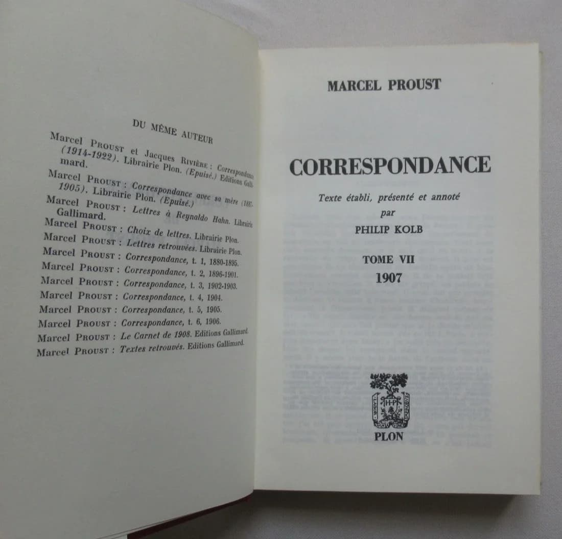 Correspondance de 1907. Tome 7. Texte Établi et Annoté par Philip KOLB - Image 3