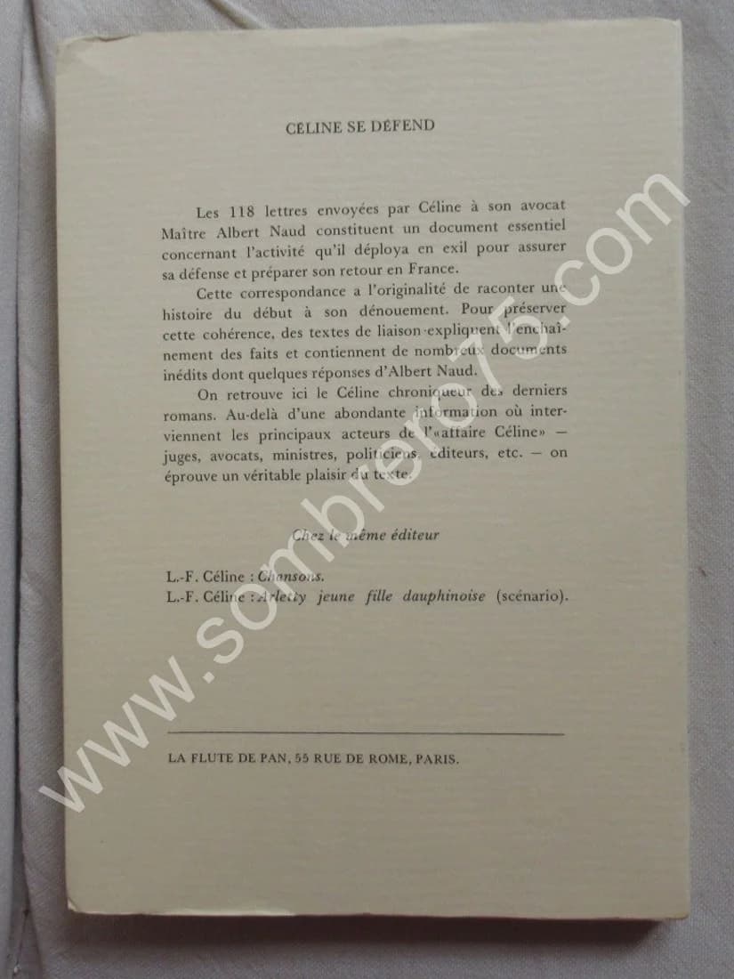 Lettres à son Avocat 118 lettres inédites. Louis Ferdinand CELINE 1984 - Image 8