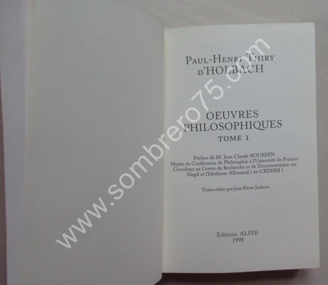 Oeuvres Philosophiques- 3 Tomes - Paul Henri Thiry - Image 5