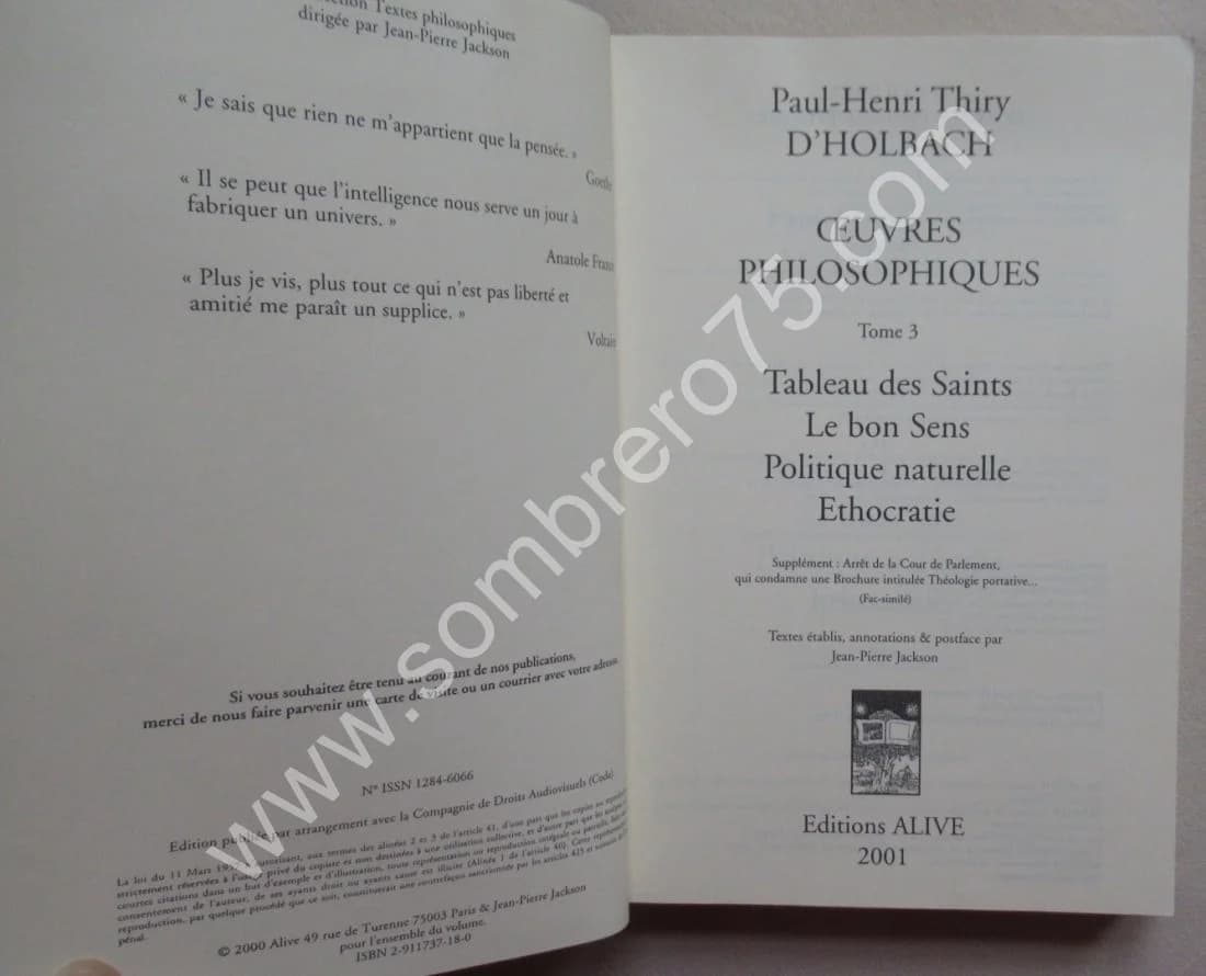 Oeuvres Philosophiques- 3 Tomes - Paul Henri Thiry - Image 7