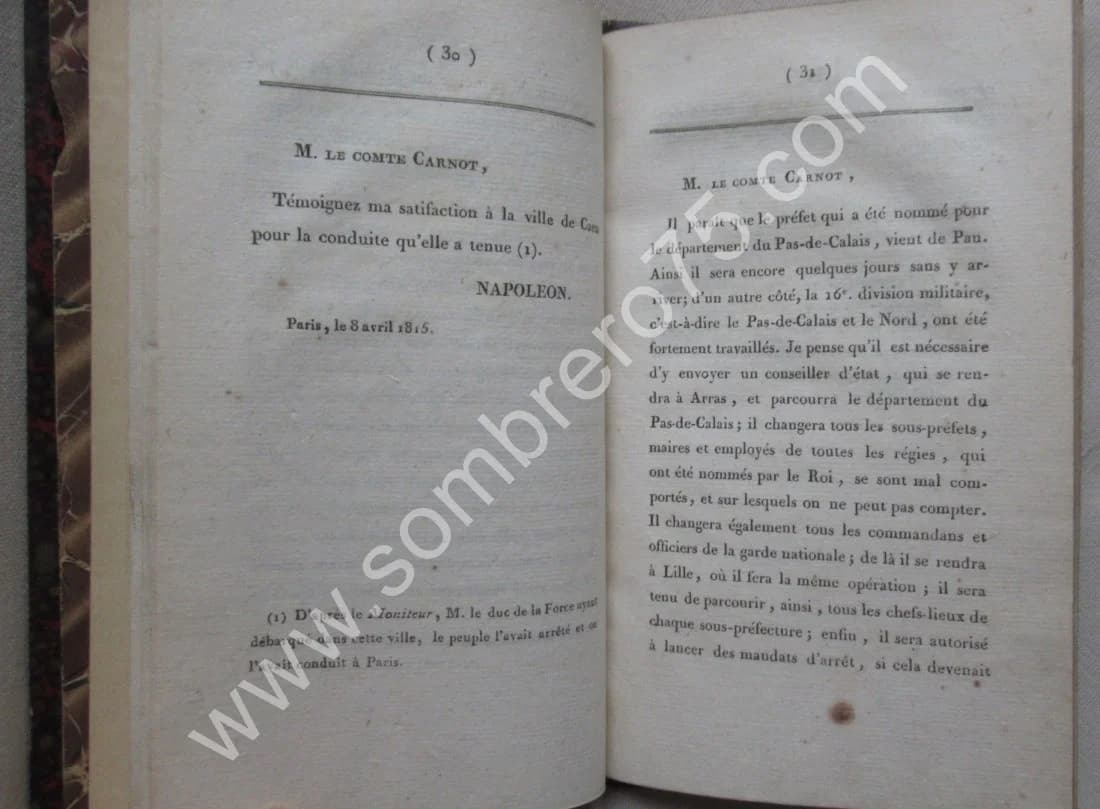 Correspondance de Napoléon Bonaparte avec le Comte Carnot. 1819 - Image 3