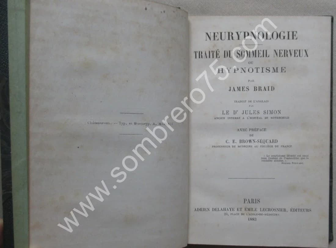 Traité du Sommeil Nerveux ou Hypnotisme. 1883 - Image 3