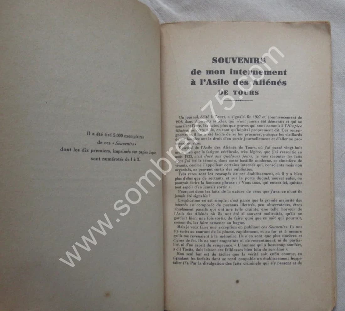Souvenirs de mon Internement à l'Asile des Aliénés de Tours. GELINET - Image 4
