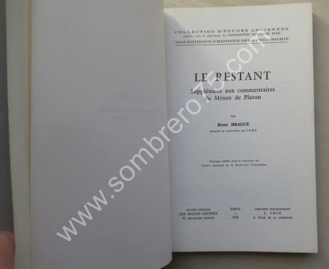 Le Restant Supplément aux commentaires du Ménon de Platon. R. BRAGUE - Image 3