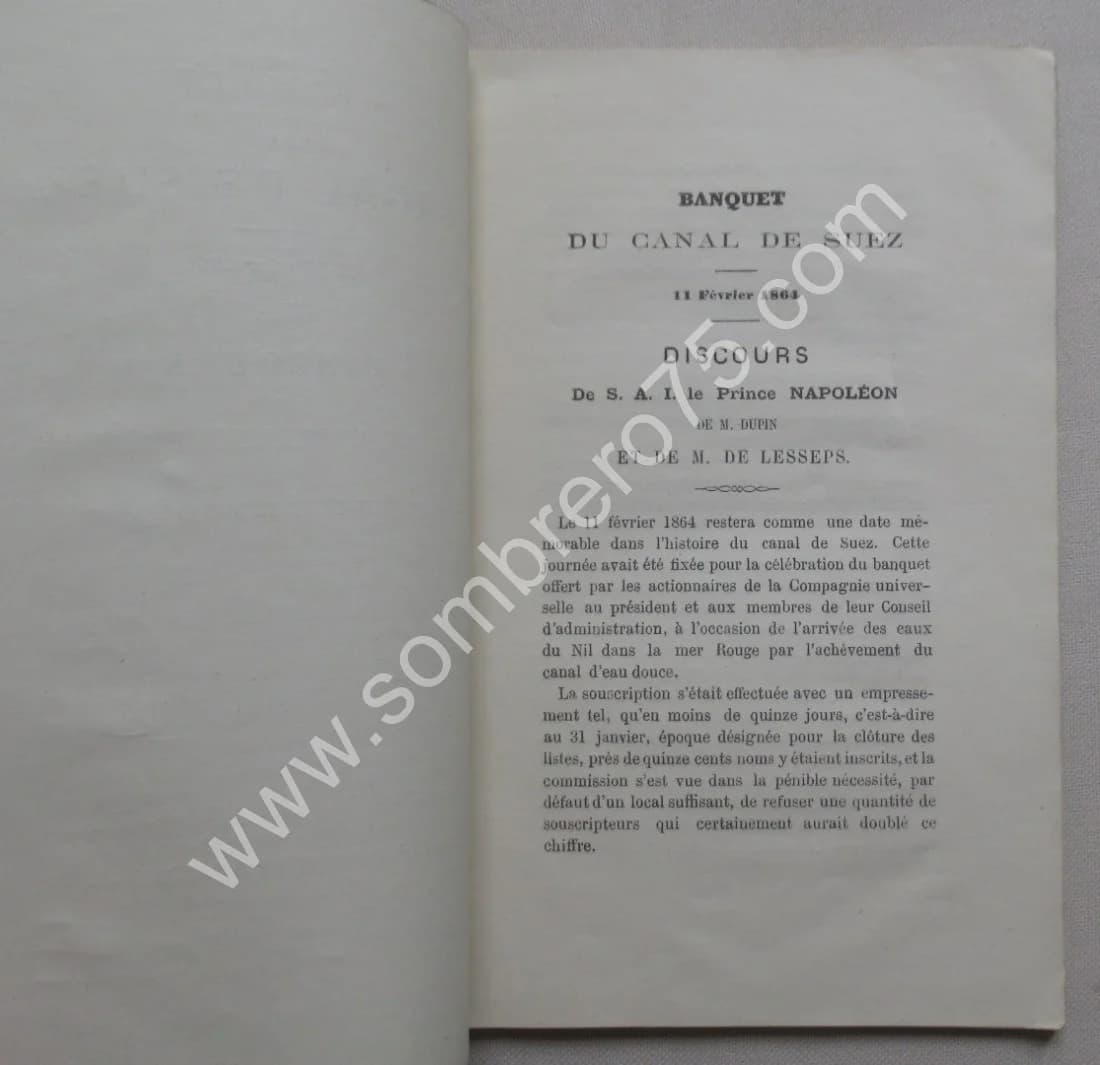 Banquet du Canal de Suez. 11 février 1864. Discours de S.A.L. Le Prince Napoléon - Image 4