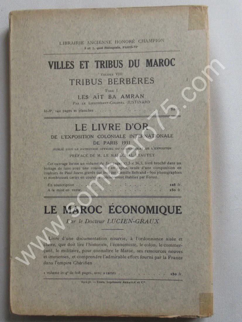 Tribus Berbères Tome II. Villes et Tribus du Maroc. Lt SPILLMANN. Envoi - Image 10